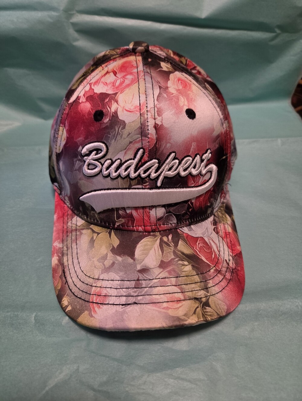 Budapest Embroidered Floral Baseball Cap – Silky Texture (Unbranded European)